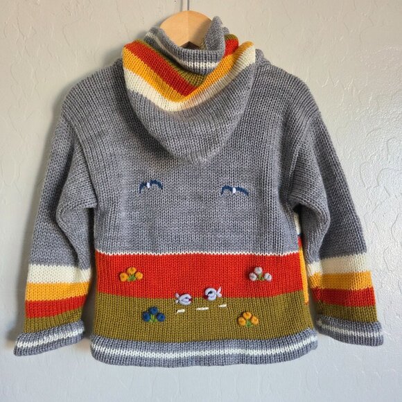 Isabella Mia Wool Knitted Baby Animal Scenery Cardigan Jacket 2T Grey Peruvian - Picture 8 of 10